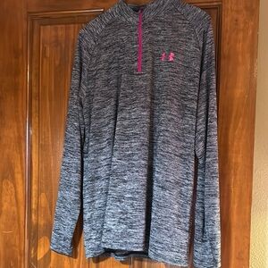 Under Armour Heathered Gray Pullover with Pink Logo
